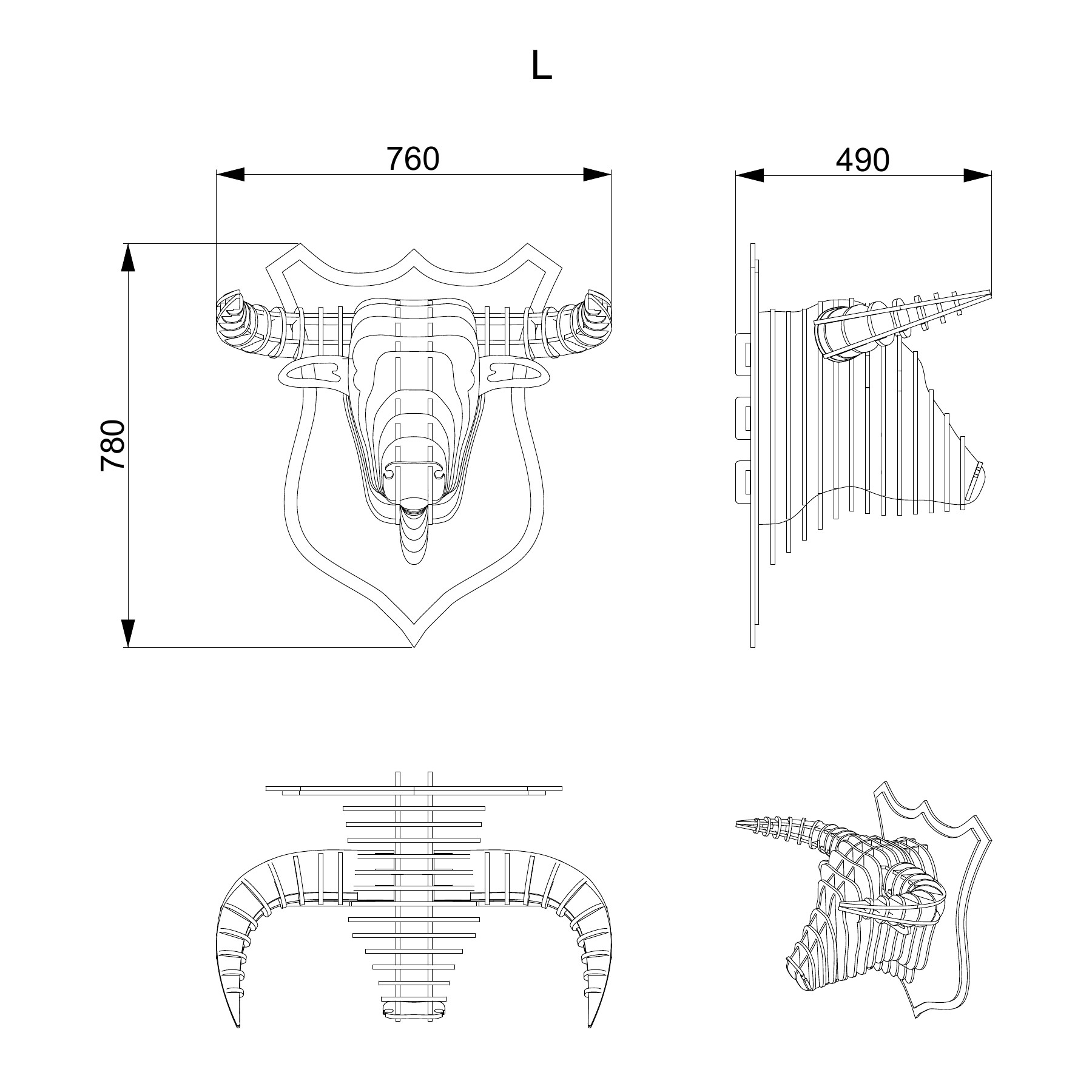 Tørres – oksehorn — Produktmål — L