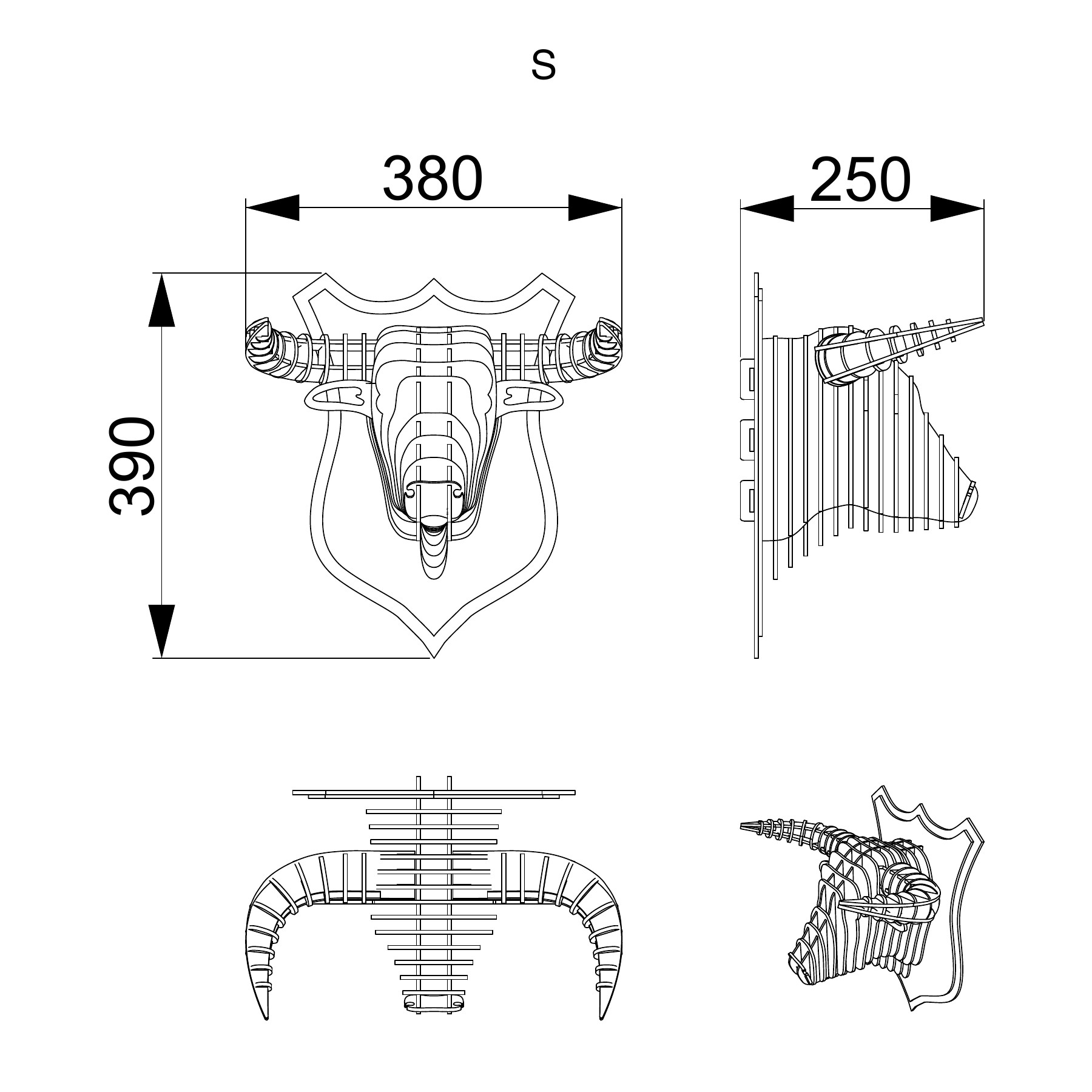 Tørres – oksehorn — Produktmål — S