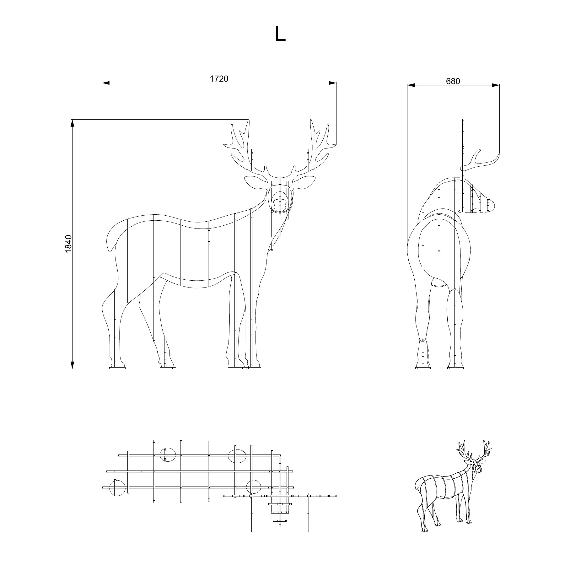Woody – hjort til utebruk — Produktmål — L